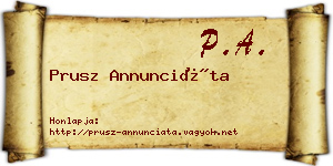 Prusz Annunciáta névjegykártya